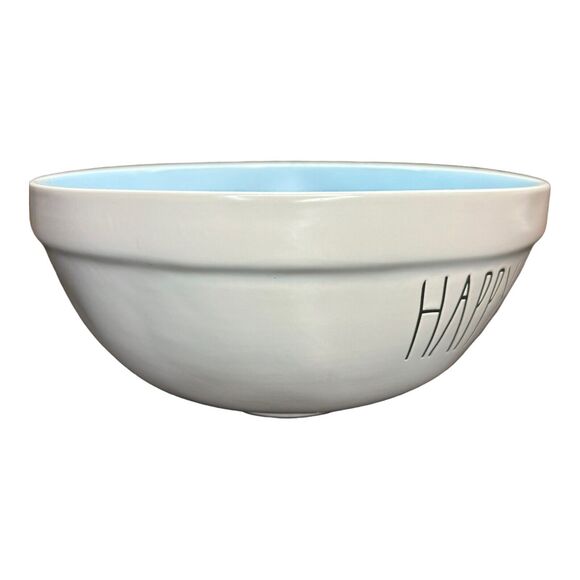 Rae Dunn "Happy Easter" Design Mixing Bowl - Blue Interior with Ivory Ceramic - Picture 9 of 10